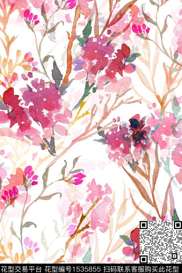 春夏华亿平台花卉女装数码印花华亿平台下载（图片编号: 1535855） - 瓦栏（Walan）