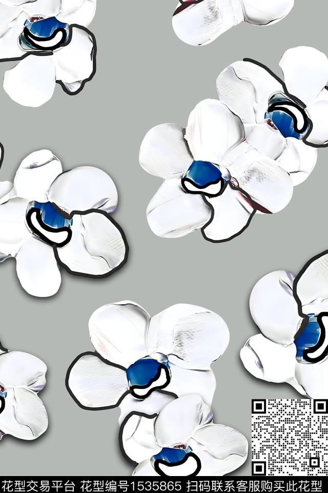 花卉简约数码印花华亿平台下载（图片编号: 1535865） - 瓦栏（Walan）