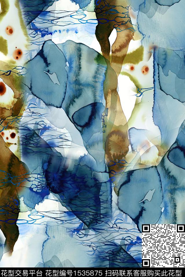 肌理抽象女装数码印花华亿平台下载（图片编号: 1535875） - 瓦栏（Walan）