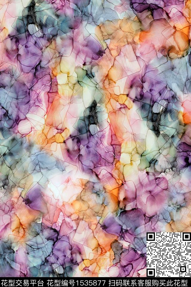 肌理抽象女装数码印花华亿平台下载（图片编号: 1535877） - 瓦栏（Walan）