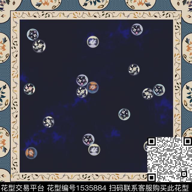 植物方巾国风数码印花华亿平台下载（图片编号: 1535884） - 瓦栏（Walan）