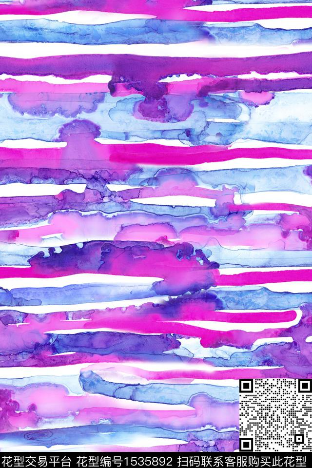 条纹水彩艺术肌理数码印花华亿平台下载（图片编号: 1535892） - 瓦栏（Walan）