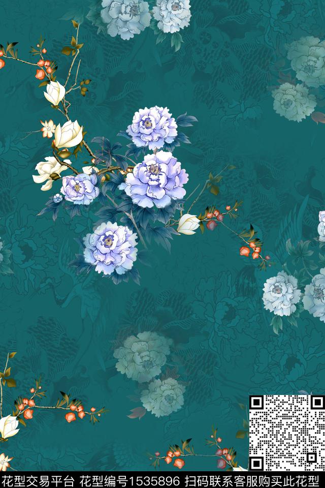 香云纱真丝底纹花数码印花华亿平台下载（图片编号: 1535896） - 瓦栏（Walan）