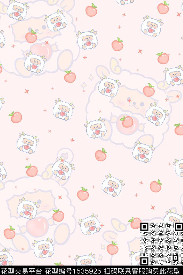 卡通手绘桃子传统印花华亿平台下载（图片编号: 1535925） - 瓦栏（Walan）