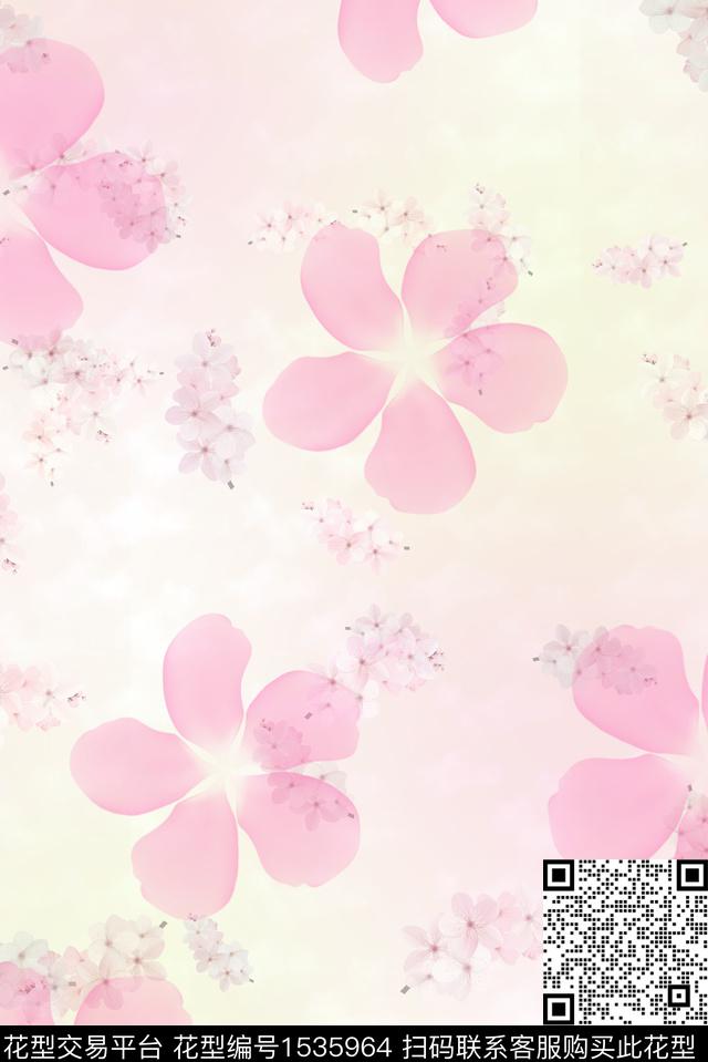 桃花雪纺粉色系数码印花华亿平台下载（图片编号: 1535964） - 瓦栏（Walan）