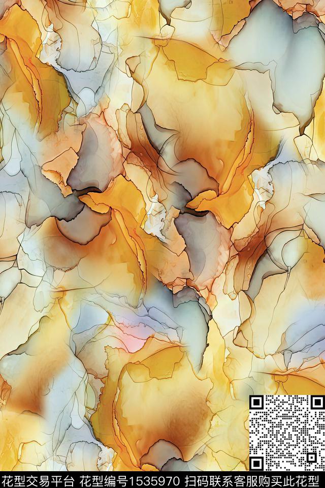 肌理抽象线条数码印花华亿平台下载（图片编号: 1535970） - 瓦栏（Walan）