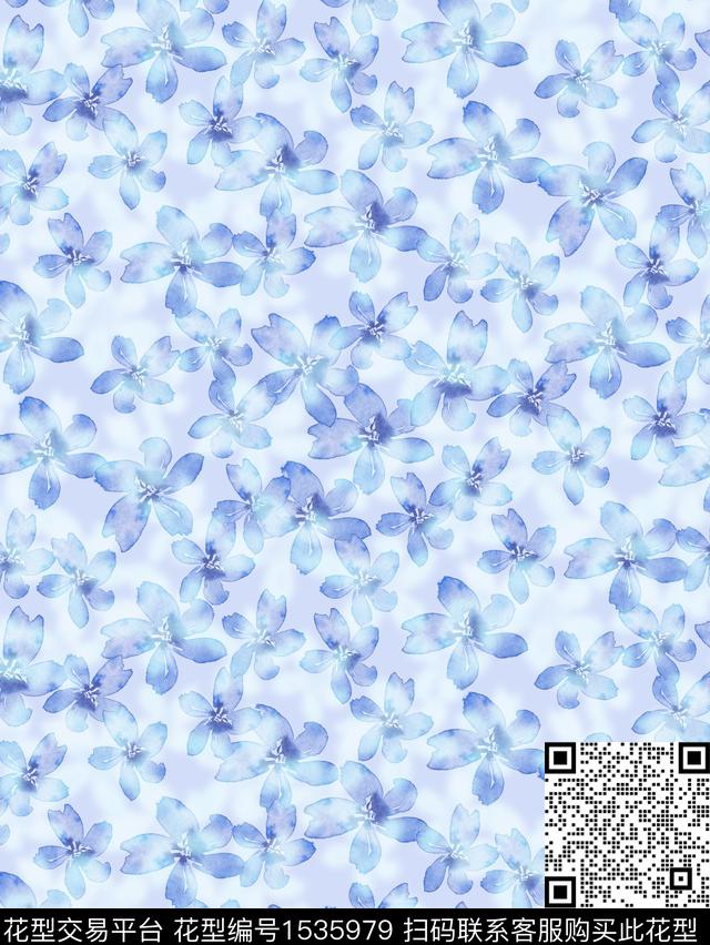 女装水彩花卉数码印花华亿平台下载（图片编号: 1535979） - 瓦栏（Walan）