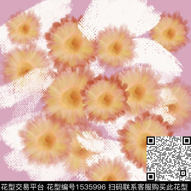 定位波斯菊花卉数码印花华亿平台下载（图片编号: 1535996） - 瓦栏（Walan）