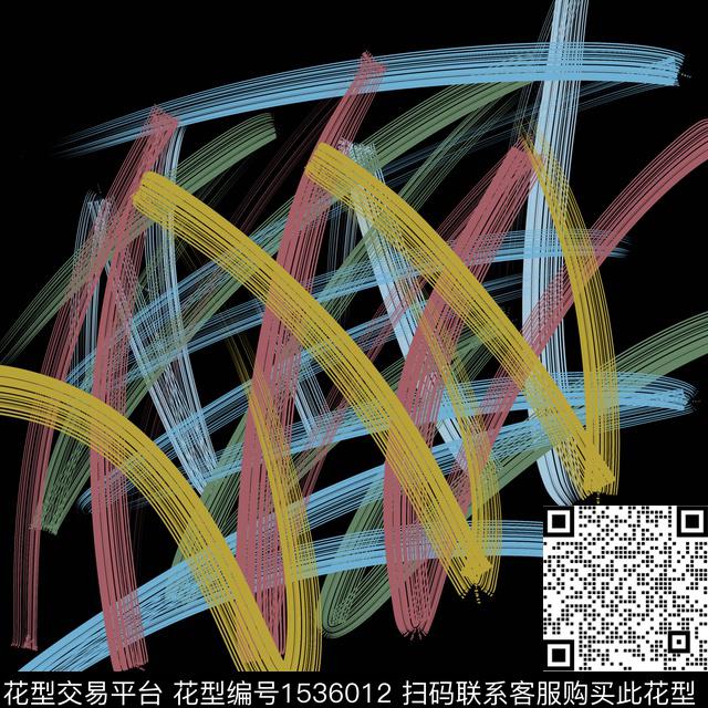 涂鸦抽象线条传统印花华亿平台下载（图片编号: 1536012） - 瓦栏（Walan）