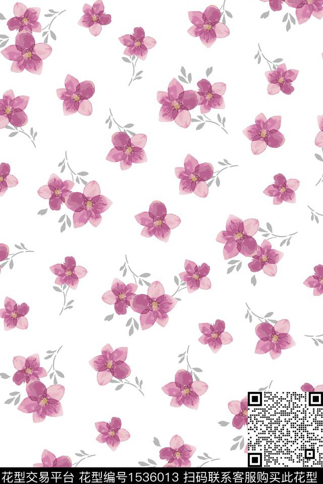 年轻女性清爽底花卉花卉数码印花华亿平台下载（图片编号: 1536013） - 瓦栏（Walan）