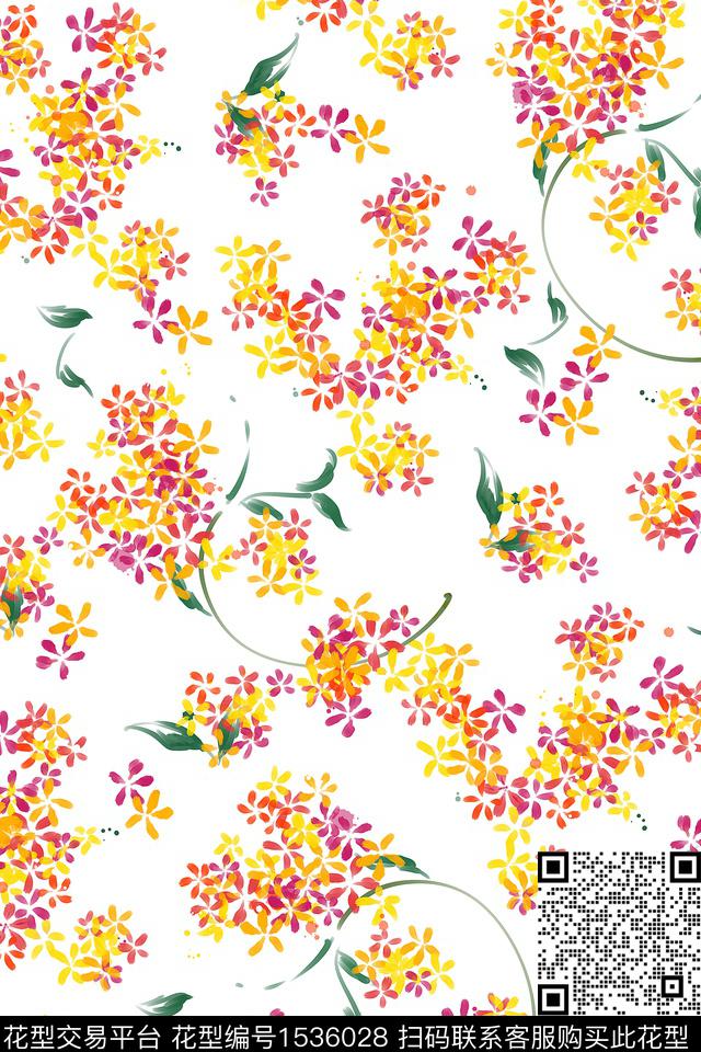 水彩花卉年轻女性花卉数码印花华亿平台下载（图片编号: 1536028） - 瓦栏（Walan）