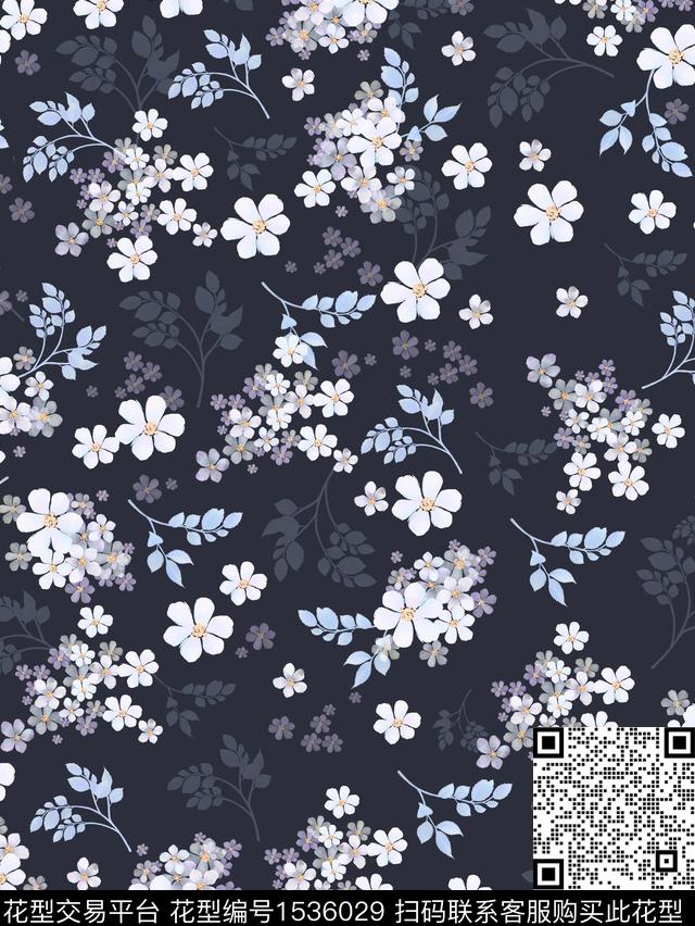 水彩花卉女装手绘花卉传统印花华亿平台下载（图片编号: 1536029） - 瓦栏（Walan）