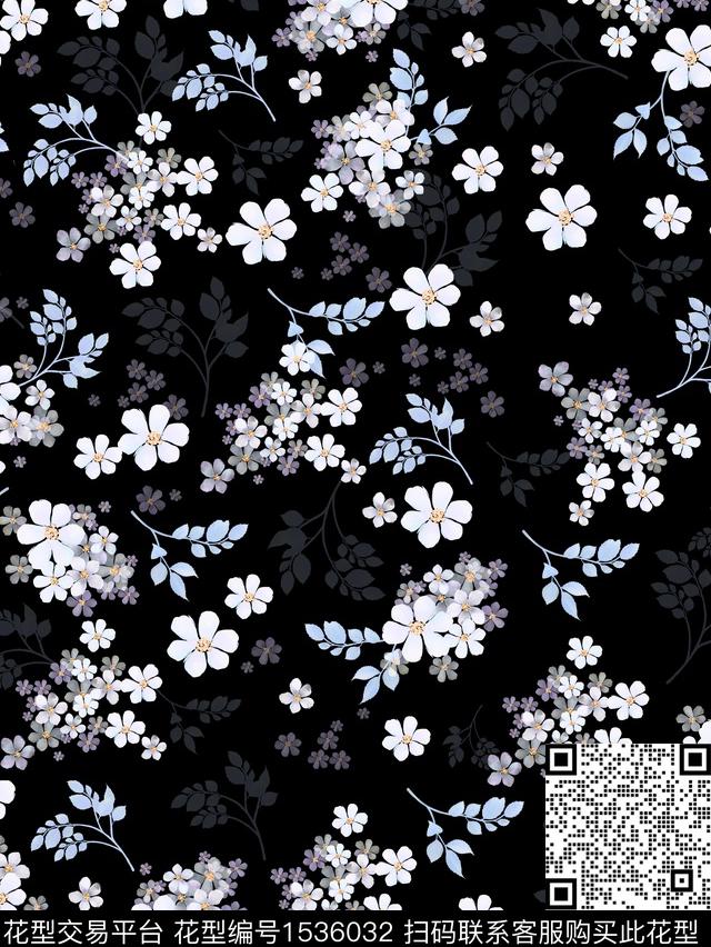 水彩花卉女装手绘花卉传统印花华亿平台下载（图片编号: 1536032） - 瓦栏（Walan）