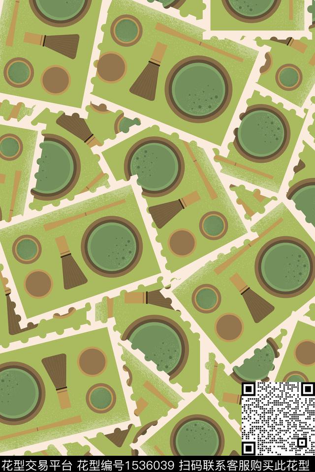 餐具卡通邮票数码印花华亿平台下载（图片编号: 1536039） - 瓦栏（Walan）