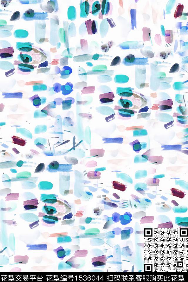 水彩笔触抽象数码印花华亿平台下载（图片编号: 1536044） - 瓦栏（Walan）