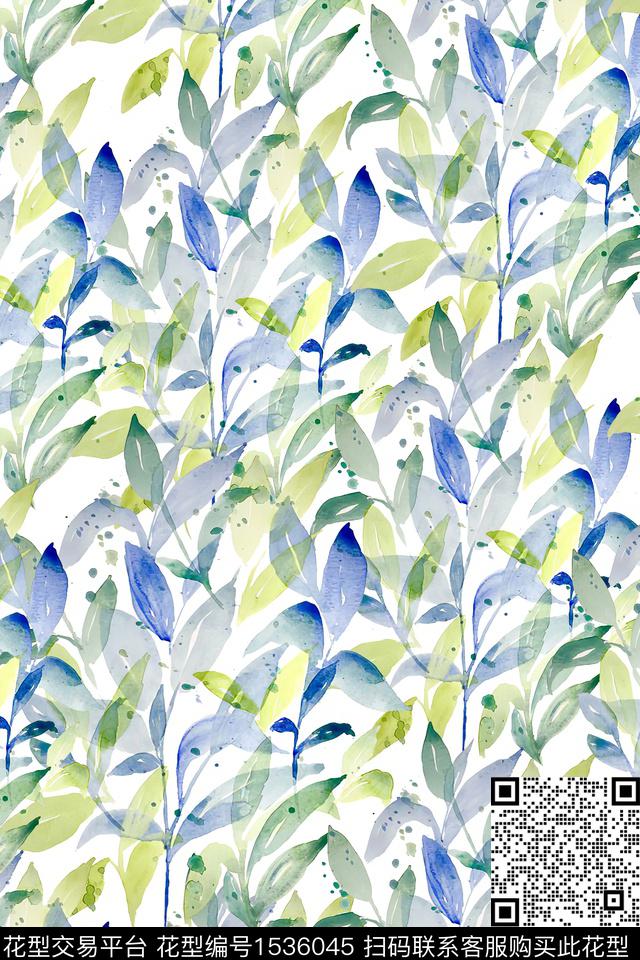 清爽女装水彩数码印花华亿平台下载（图片编号: 1536045） - 瓦栏（Walan）
