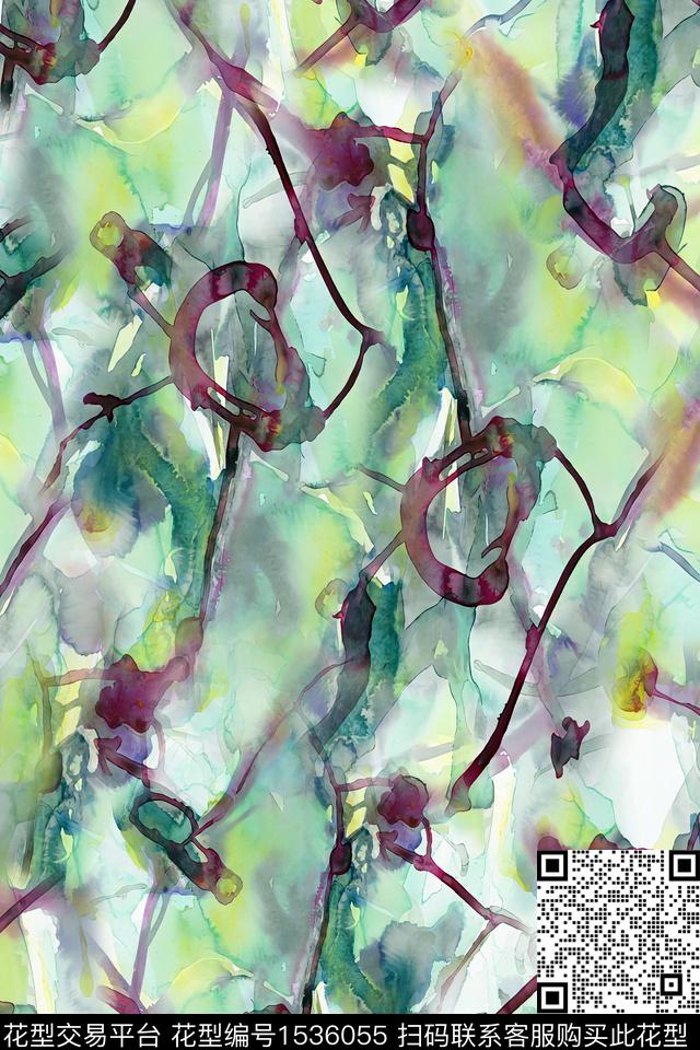 肌理抽象女装数码印花华亿平台下载（图片编号: 1536055） - 瓦栏（Walan）