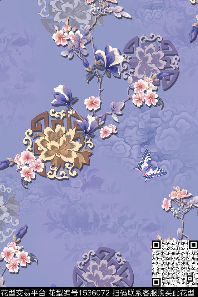 真丝香云纱中国风数码印花华亿平台下载（图片编号: 1536072） - 瓦栏（Walan）