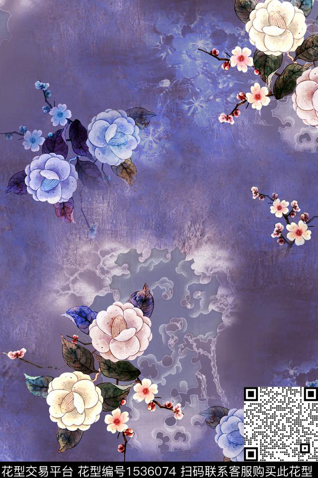 真丝香云纱中国风数码印花华亿平台下载（图片编号: 1536074） - 瓦栏（Walan）