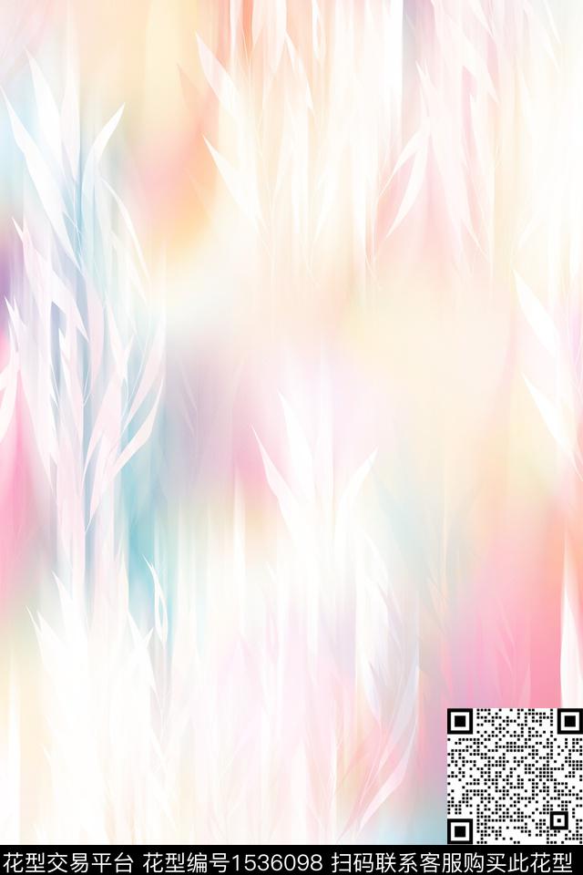 炫彩抽象绿植树叶数码印花华亿平台下载（图片编号: 1536098） - 瓦栏（Walan）