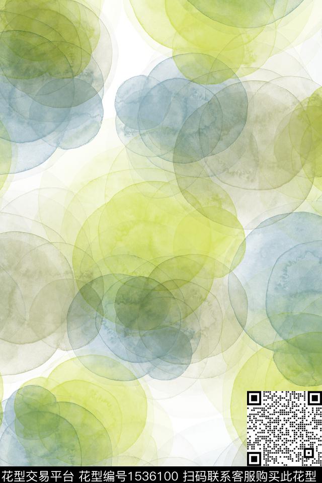 几何抽象水彩数码印花华亿平台下载（图片编号: 1536100） - 瓦栏（Walan）