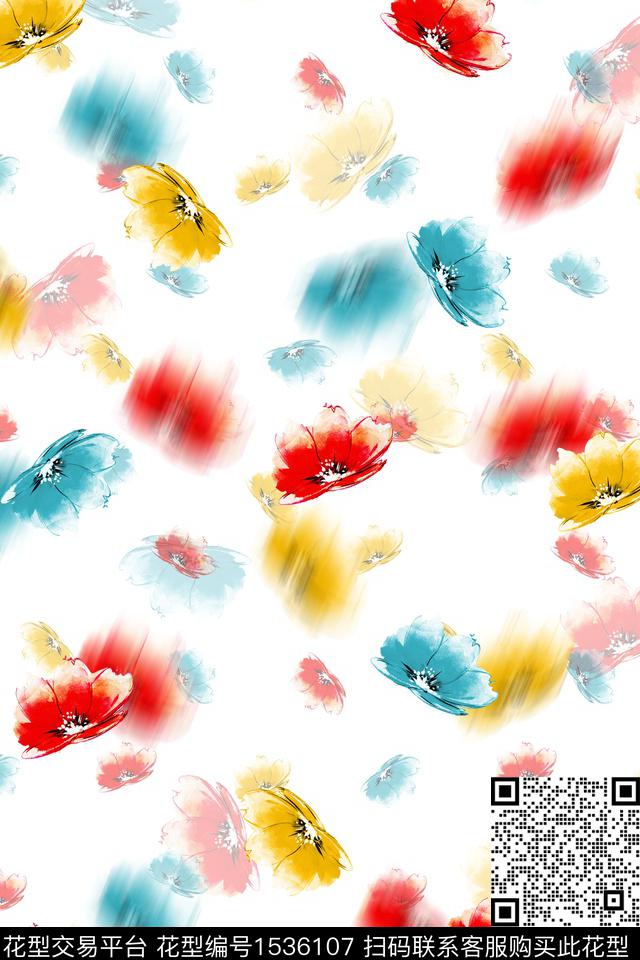 花卉小清新年轻女性数码印花华亿平台下载（图片编号: 1536107） - 瓦栏（Walan）