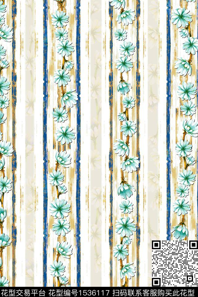肌理条纹花卉数码印花华亿平台下载（图片编号: 1536117） - 瓦栏（Walan）