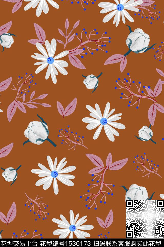 小清新大牌风花卉数码印花华亿平台下载（图片编号: 1536173） - 瓦栏（Walan）