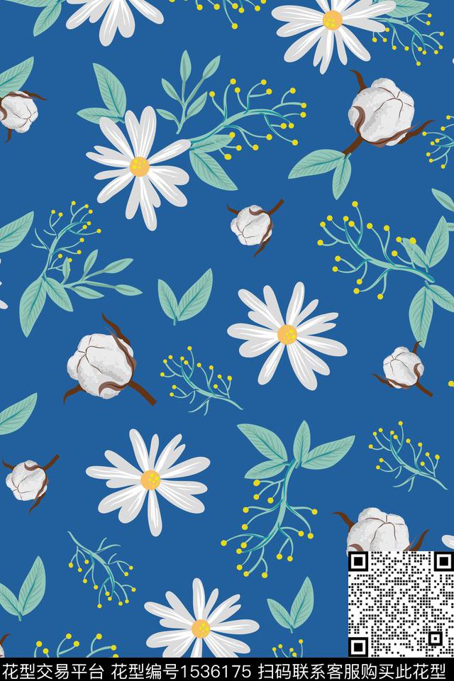 小清新大牌风花卉数码印花华亿平台下载（图片编号: 1536175） - 瓦栏（Walan）