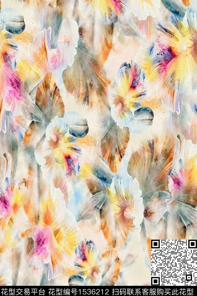 花卉肌理满版散花数码印花华亿平台下载（图片编号: 1536212） - 瓦栏（Walan）