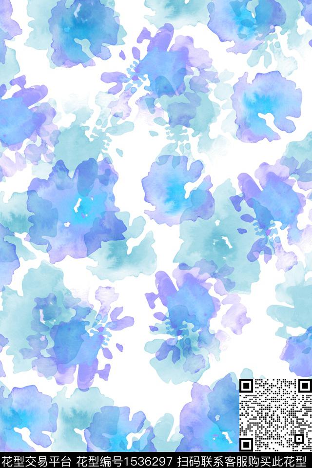 水彩抽象春夏华亿平台数码印花华亿平台下载（图片编号: 1536297） - 瓦栏（Walan）