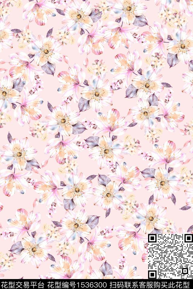 春夏华亿平台花卉小碎花数码印花华亿平台下载（图片编号: 1536300） - 瓦栏（Walan）