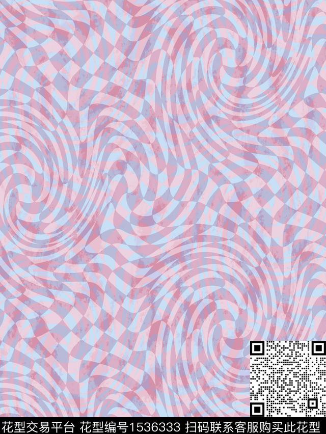 肌理格子抽象数码印花华亿平台下载（图片编号: 1536333） - 瓦栏（Walan）