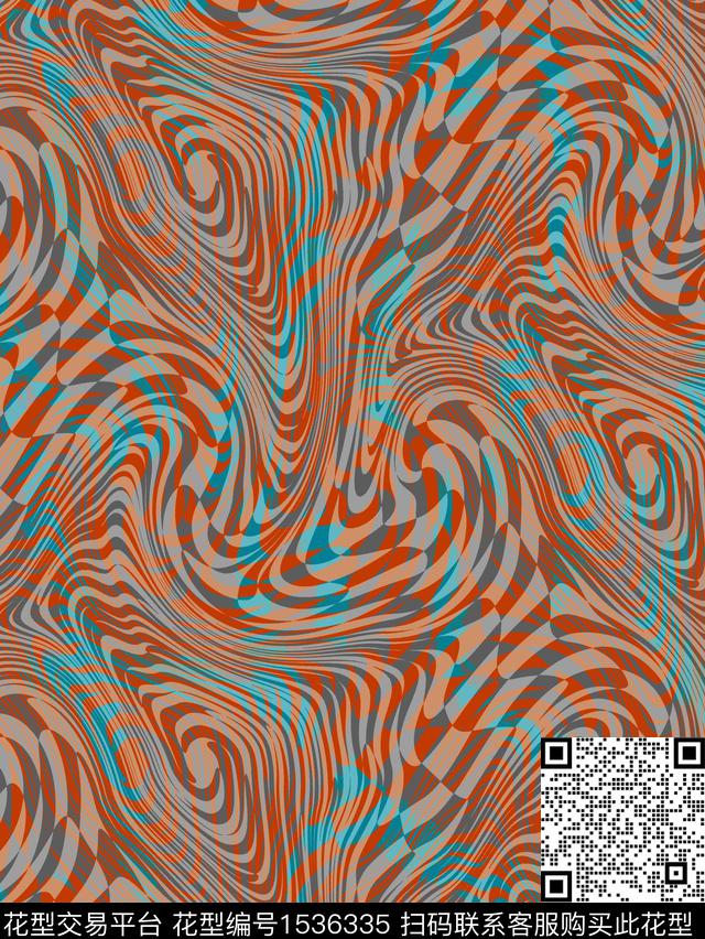 肌理格子抽象数码印花华亿平台下载（图片编号: 1536335） - 瓦栏（Walan）