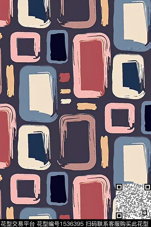 几何笔触格子数码印花华亿平台下载（图片编号: 1536395） - 瓦栏（Walan）