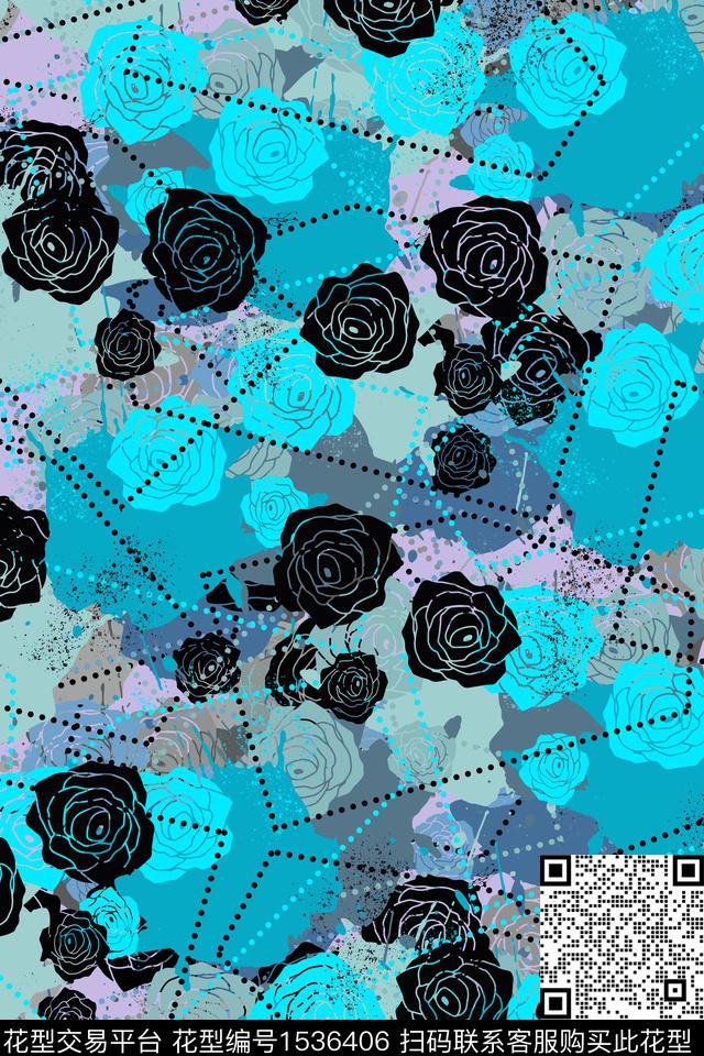 色块休闲波点传统印花华亿平台下载（图片编号: 1536406） - 瓦栏（Walan）