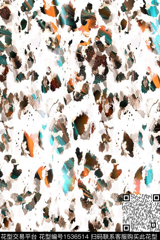 抽象时尚豹纹数码印花华亿平台下载（图片编号: 1536514） - 瓦栏（Walan）