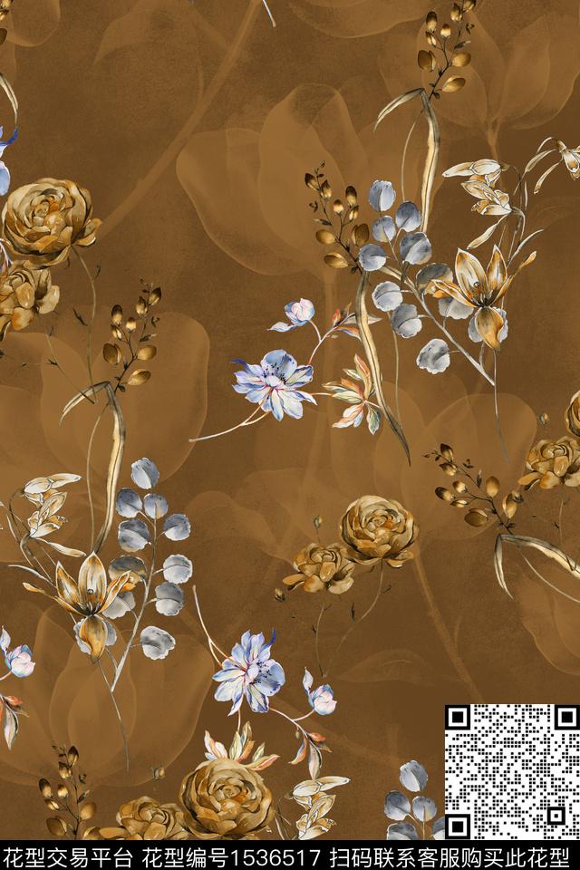 中老年时尚花卉数码印花华亿平台下载（图片编号: 1536517） - 瓦栏（Walan）