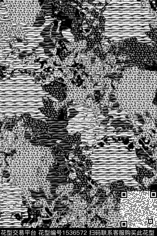 抽象男装抽象混合拼接数码印花华亿平台下载（图片编号: 1536572） - 瓦栏（Walan）