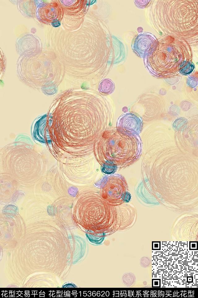 线圈抽象圆数码印花华亿平台下载（图片编号: 1536620） - 瓦栏（Walan）
