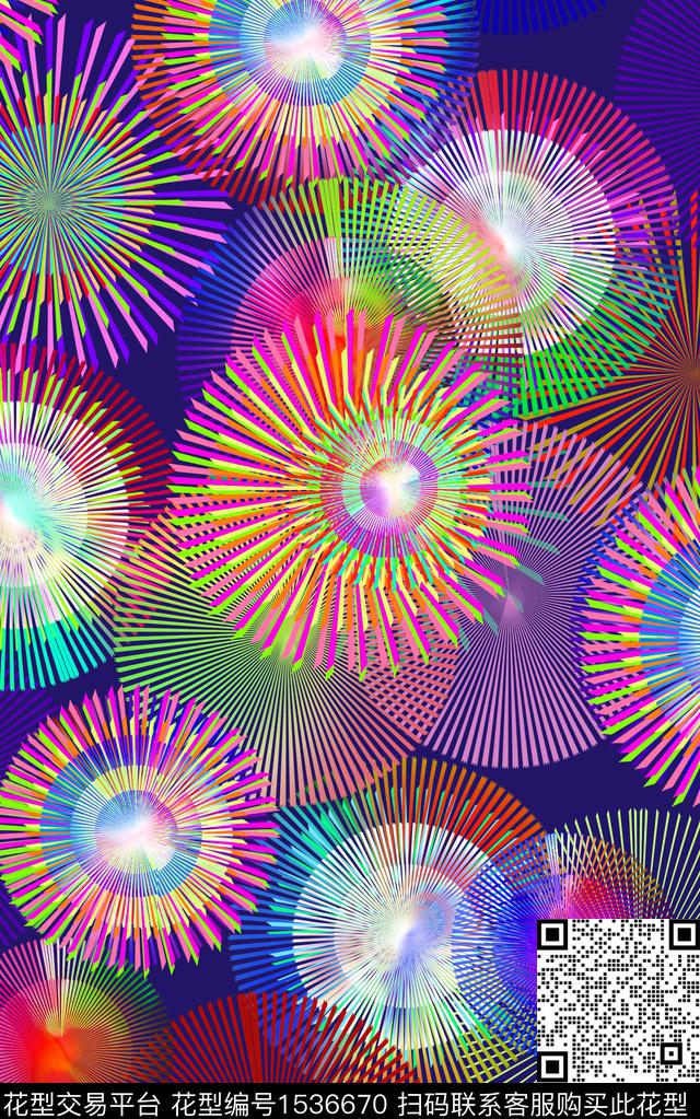 炫彩几何烟花数码印花华亿平台下载（图片编号: 1536670） - 瓦栏（Walan）