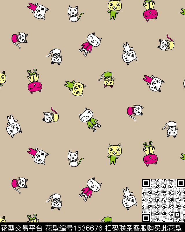 小碎花童装猫数码印花华亿平台下载（图片编号: 1536676） - 瓦栏（Walan）