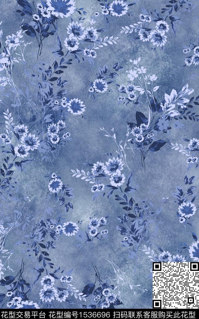 花卉牛仔布小碎花数码印花华亿平台下载（图片编号: 1536696） - 瓦栏（Walan）