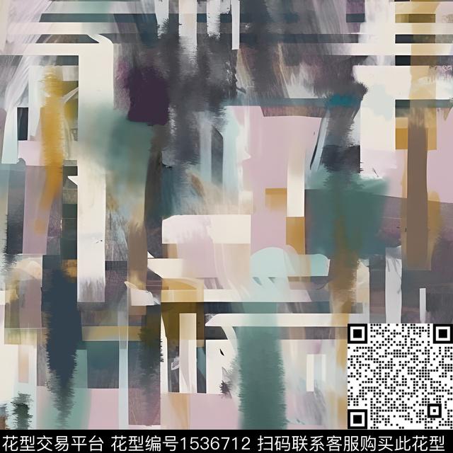 几何抽象涂鸦数码印花华亿平台下载（图片编号: 1536712） - 瓦栏（Walan）