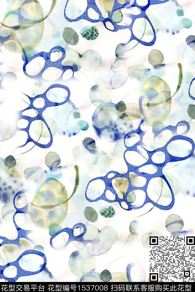 抽象水彩细胞数码印花华亿平台下载（图片编号: 1537008） - 瓦栏（Walan）