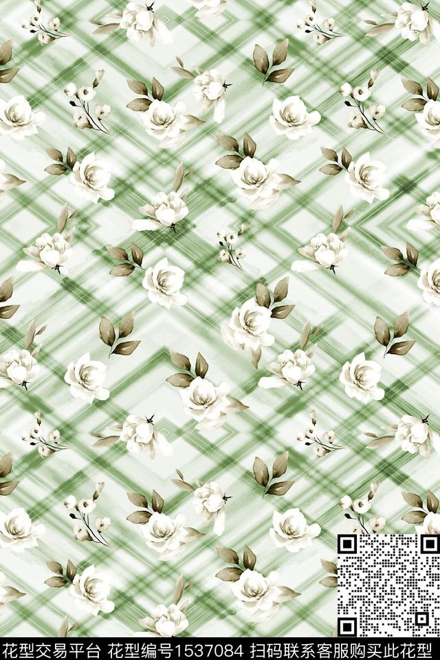 格子小清新几何数码印花华亿平台下载（图片编号: 1537084） - 瓦栏（Walan）