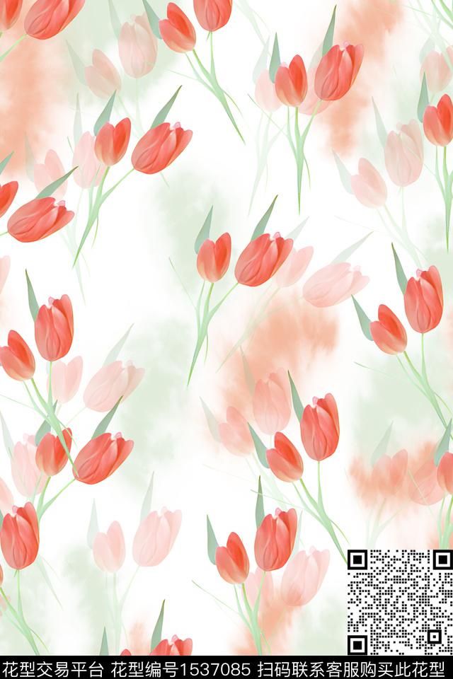 水彩小清新花卉数码印花华亿平台下载（图片编号: 1537085） - 瓦栏（Walan）