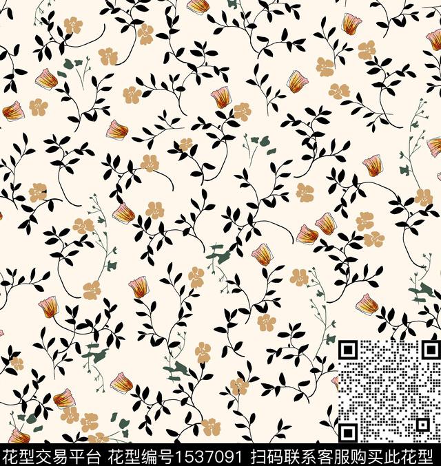 花卉女装连衣裙数码印花华亿平台下载（图片编号: 1537091） - 瓦栏（Walan）