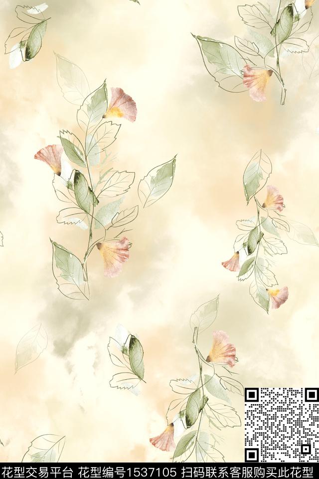 绿植树叶花卉肌理数码印花华亿平台下载（图片编号: 1537105） - 瓦栏（Walan）