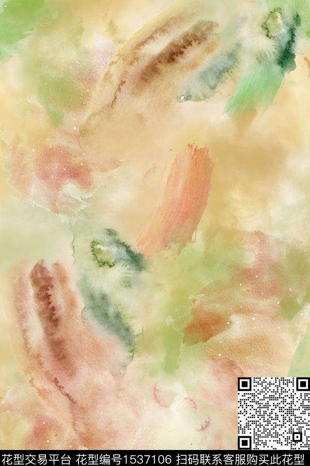 肌理抽象水彩数码印花华亿平台下载（图片编号: 1537106） - 瓦栏（Walan）